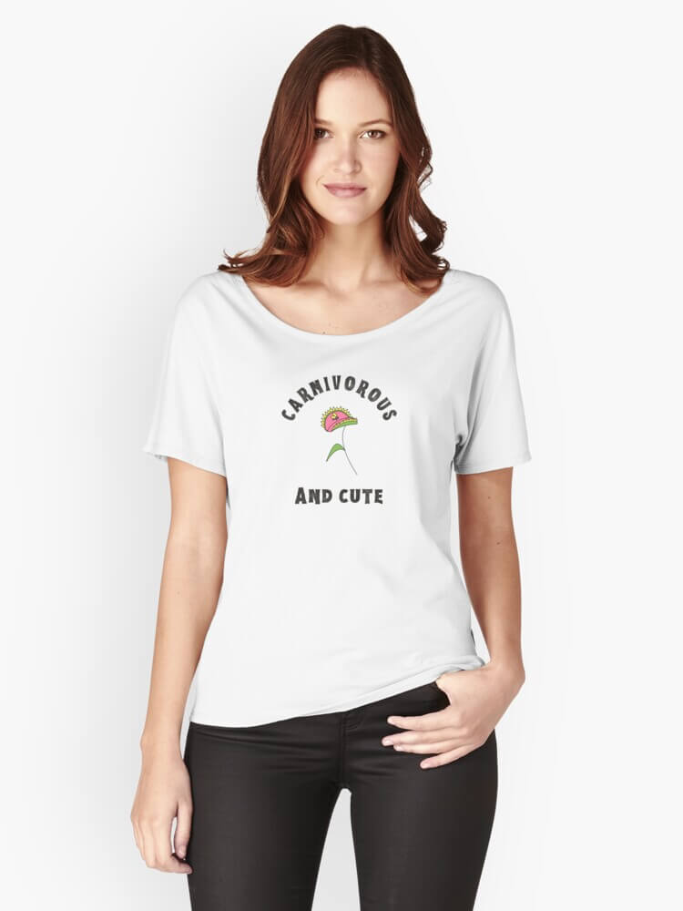 carnivorous and cute venus flytrap relaxed fit t shirt