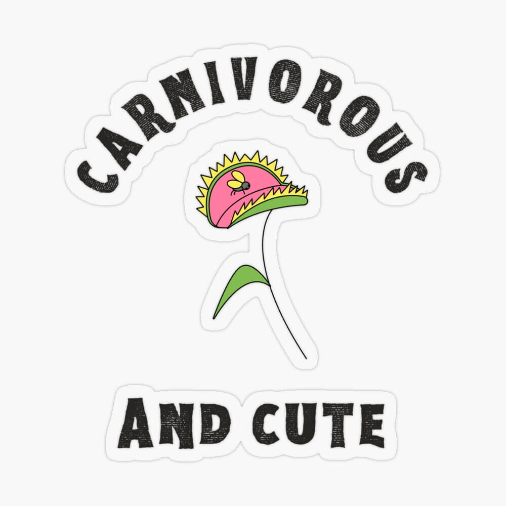 carnivorous and cute venus flytrap sticker