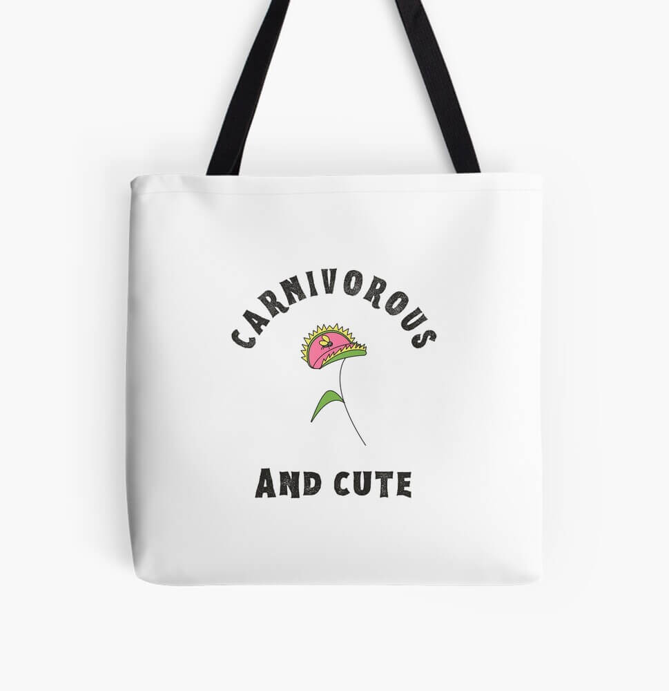 carnivorous and cute venus flytrap tote bag